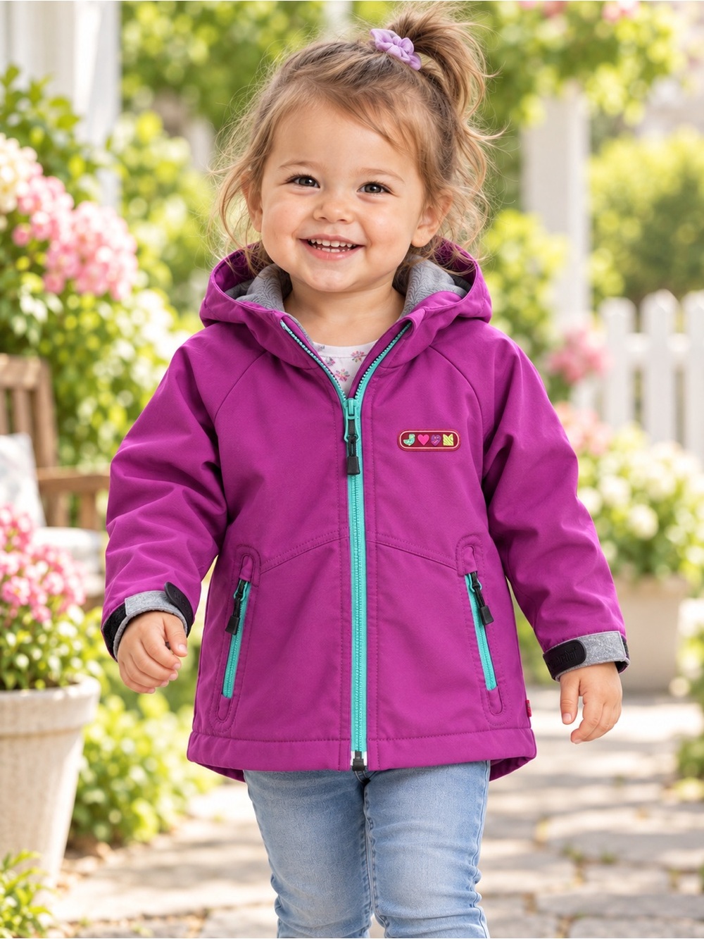 Souris Mini Girls Purple Softshell Hooded Jacket 18M 80cm Fleece Lined